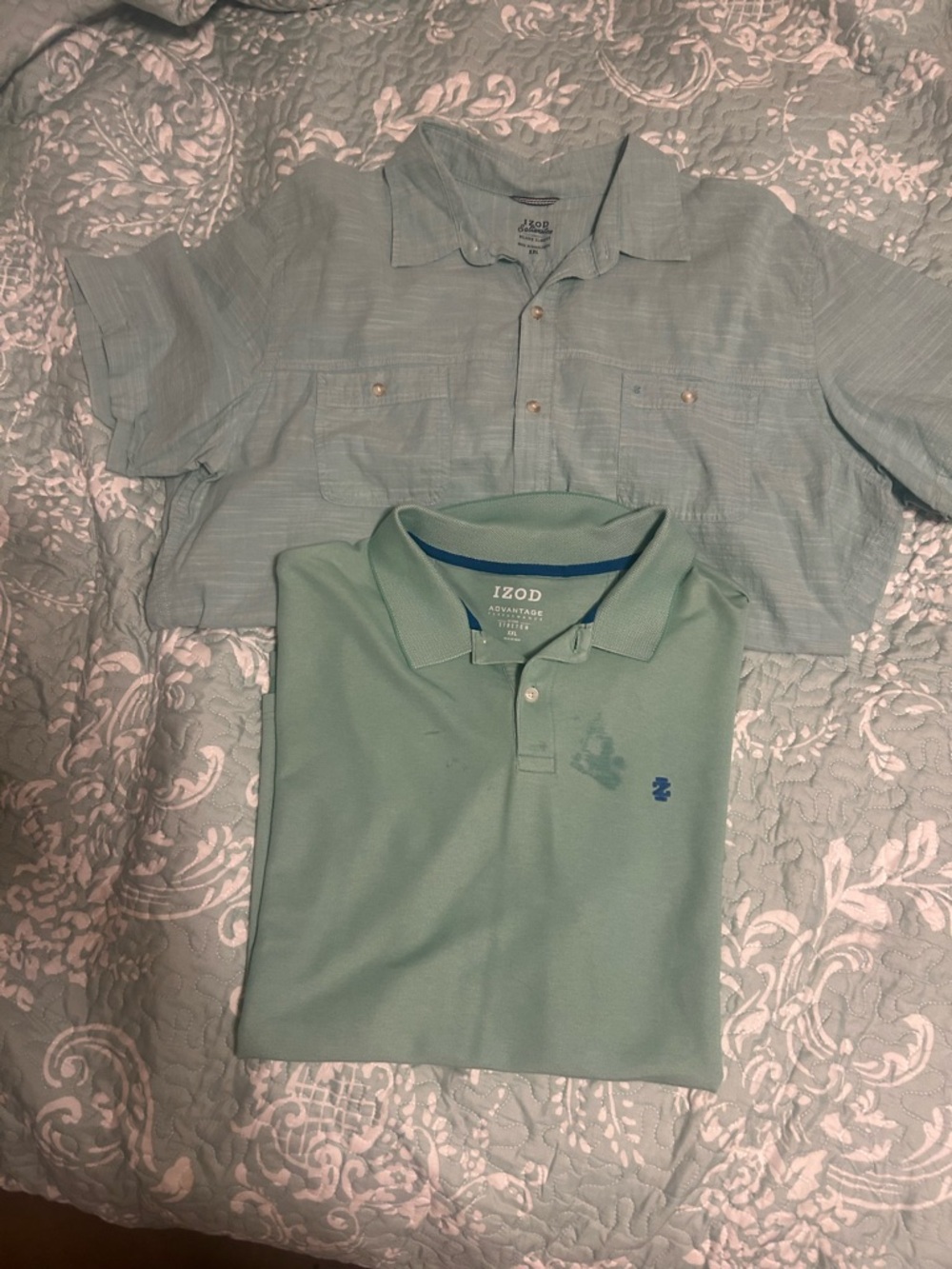 Izod Mint Green Polo Shirt with Blue Trim